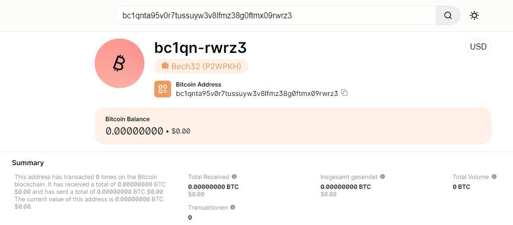 Blockchain.com Prüf-Beispiel